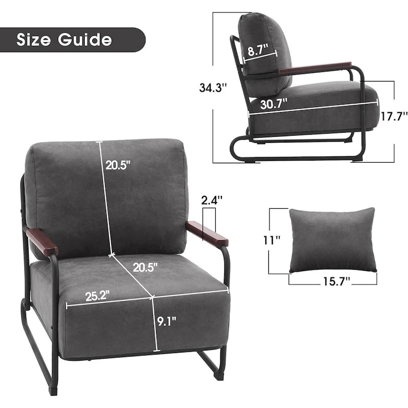 Fauteuil d'appoint en similicuir marron/gris/selle avec pieds en acier, lot de 2