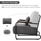 Fauteuil d'appoint en similicuir marron/gris/selle avec pieds en acier, lot de 2