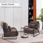 Fauteuil d'appoint en similicuir marron/gris/selle avec pieds en acier, lot de 2