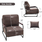 Fauteuil d'appoint en similicuir marron/gris/selle avec pieds en acier, lot de 2