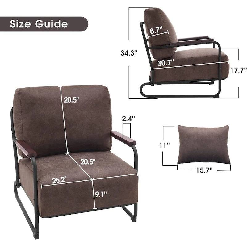 Fauteuil d'appoint en similicuir marron/gris/selle avec pieds en acier, lot de 2