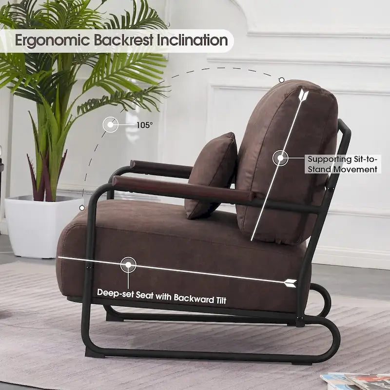 Fauteuil d'appoint en similicuir marron/gris/selle avec pieds en acier, lot de 2