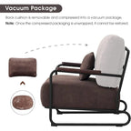 Fauteuil d'appoint en similicuir marron/gris/selle avec pieds en acier, lot de 2