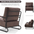 Fauteuil d'appoint en similicuir marron/gris/selle avec pieds en acier, lot de 2