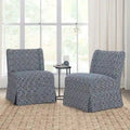 Chaises d'appoint de transition géométriques/turquoises/noires/damassées sans accoudoirs, lot de 2