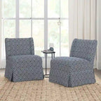 Chaises d'appoint de transition géométriques/turquoises/noires/damassées sans accoudoirs, lot de 2