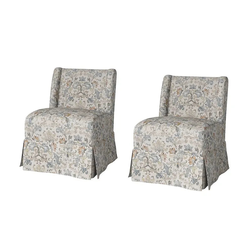 Chaises d'appoint de transition géométriques/turquoises/noires/damassées sans accoudoirs, lot de 2