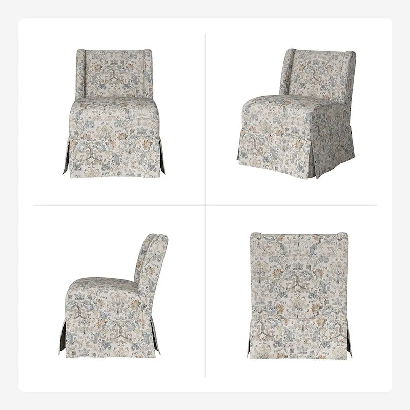 Chaises d'appoint de transition géométriques/turquoises/noires/damassées sans accoudoirs, lot de 2