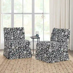 Chaises d'appoint de transition géométriques/turquoises/noires/damassées sans accoudoirs, lot de 2