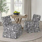Chaises d'appoint de transition géométriques/turquoises/noires/damassées sans accoudoirs, lot de 2