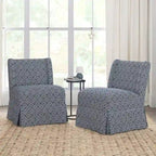 Chaises d'appoint de transition géométriques/turquoises/noires/damassées sans accoudoirs, lot de 2