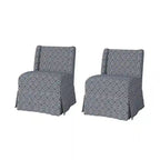Chaises d'appoint de transition géométriques/turquoises/noires/damassées sans accoudoirs, lot de 2