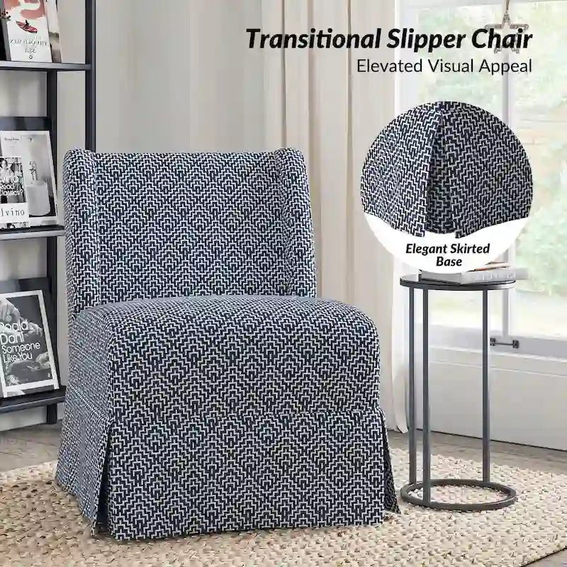 Chaises d'appoint de transition géométriques/turquoises/noires/damassées sans accoudoirs, lot de 2