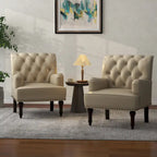 Fauteuil d'appoint en similicuir beige/marron/noir, dossier capitonné, garniture cloutée, assise individuelle