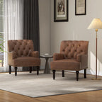 Fauteuil d'appoint en similicuir beige/marron/noir, dossier capitonné, garniture cloutée, assise individuelle