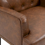 Fauteuil d'appoint en similicuir beige/marron/noir, dossier capitonné, garniture cloutée, assise individuelle