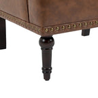 Fauteuil d'appoint en similicuir beige/marron/noir, dossier capitonné, garniture cloutée, assise individuelle