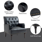 Fauteuil d'appoint en similicuir beige/marron/noir, dossier capitonné, garniture cloutée, assise individuelle