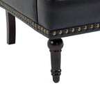 Fauteuil d'appoint en similicuir beige/marron/noir, dossier capitonné, garniture cloutée, assise individuelle