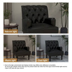 Fauteuil d'appoint en similicuir beige/marron/noir, dossier capitonné, garniture cloutée, assise individuelle