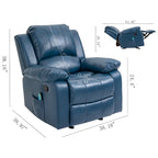 Fauteuil inclinable de massage en similicuir, Monoplace – Bleu / Orange / Marron