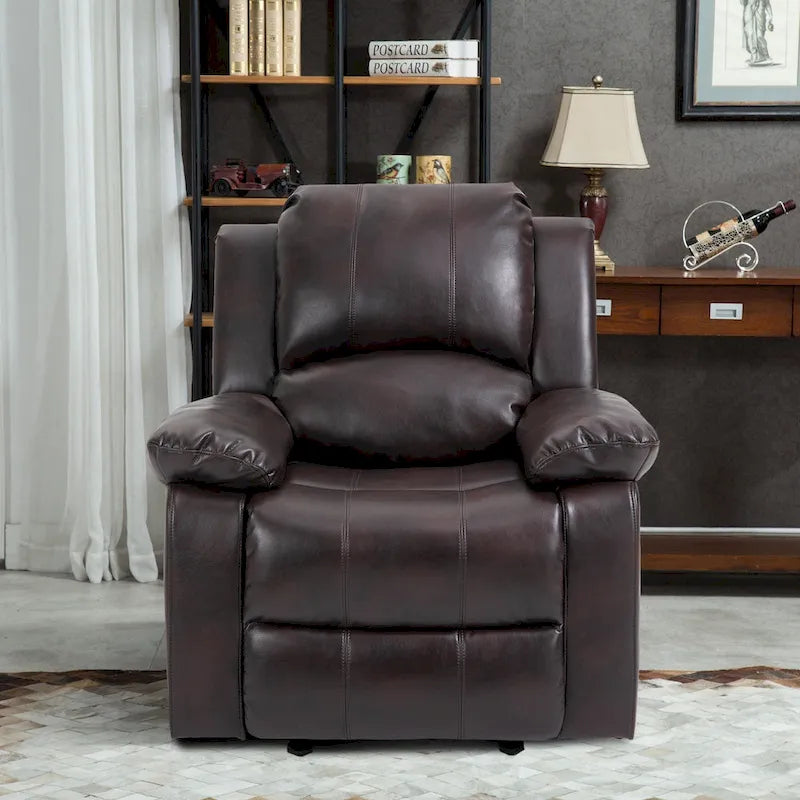 Fauteuil inclinable de massage en similicuir, Monoplace – Bleu / Orange / Marron