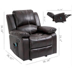 Fauteuil inclinable de massage en similicuir, Monoplace – Bleu / Orange / Marron