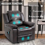 Fauteuil inclinable de massage en similicuir, Monoplace – Bleu / Orange / Marron