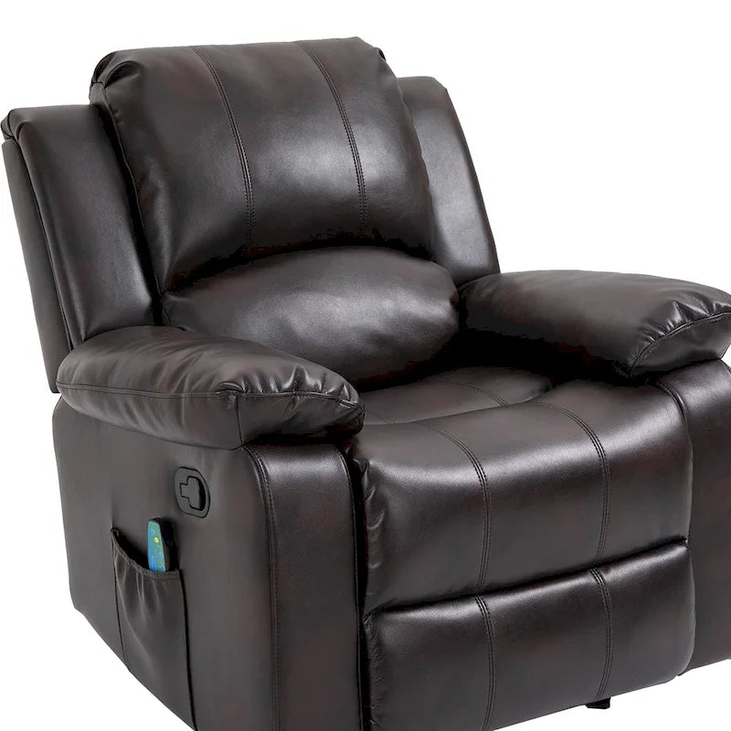 Fauteuil inclinable de massage en similicuir, Monoplace – Bleu / Orange / Marron