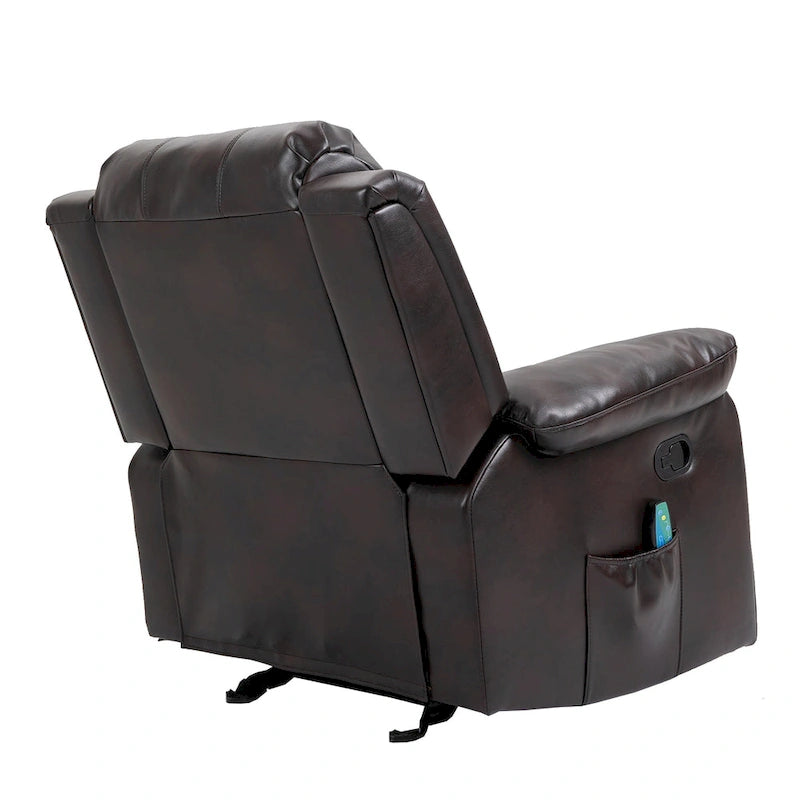 Fauteuil inclinable de massage en similicuir, Monoplace – Bleu / Orange / Marron
