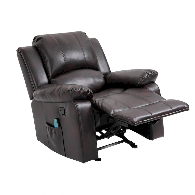 Fauteuil inclinable de massage en similicuir, Monoplace – Bleu / Orange / Marron