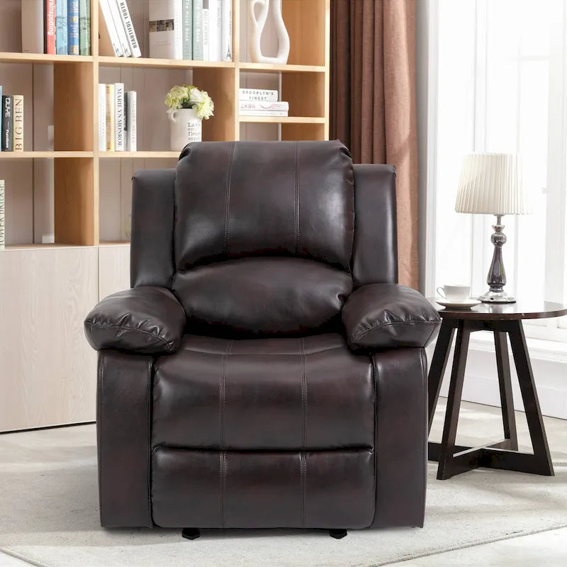 Fauteuil inclinable de massage en similicuir, Monoplace – Bleu / Orange / Marron