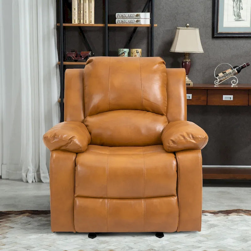 Fauteuil inclinable de massage en similicuir, Monoplace – Bleu / Orange / Marron