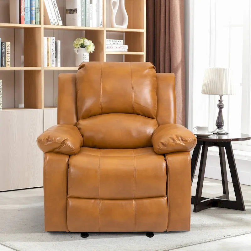 Fauteuil inclinable de massage en similicuir, Monoplace – Bleu / Orange / Marron