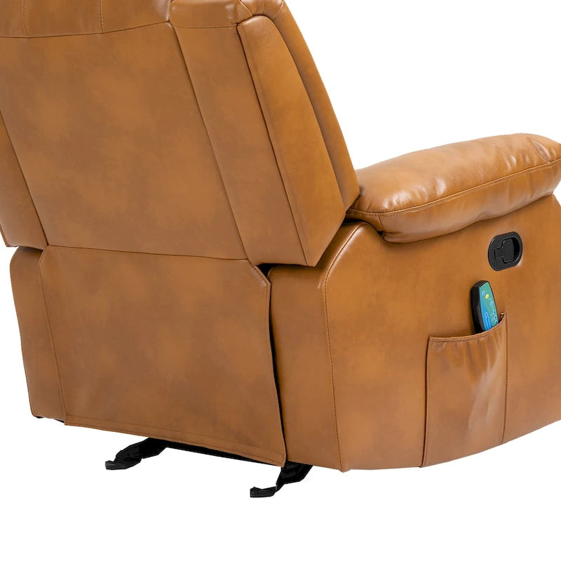 Fauteuil inclinable de massage en similicuir, Monoplace – Bleu / Orange / Marron