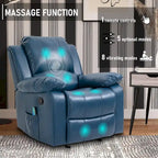 Fauteuil inclinable de massage en similicuir, Monoplace – Bleu / Orange / Marron