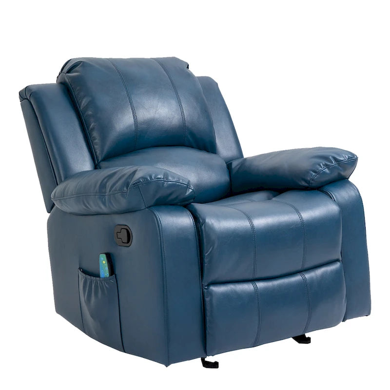 Fauteuil inclinable de massage en similicuir, Monoplace – Bleu / Orange / Marron
