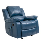 Fauteuil inclinable de massage en similicuir, Monoplace – Bleu / Orange / Marron
