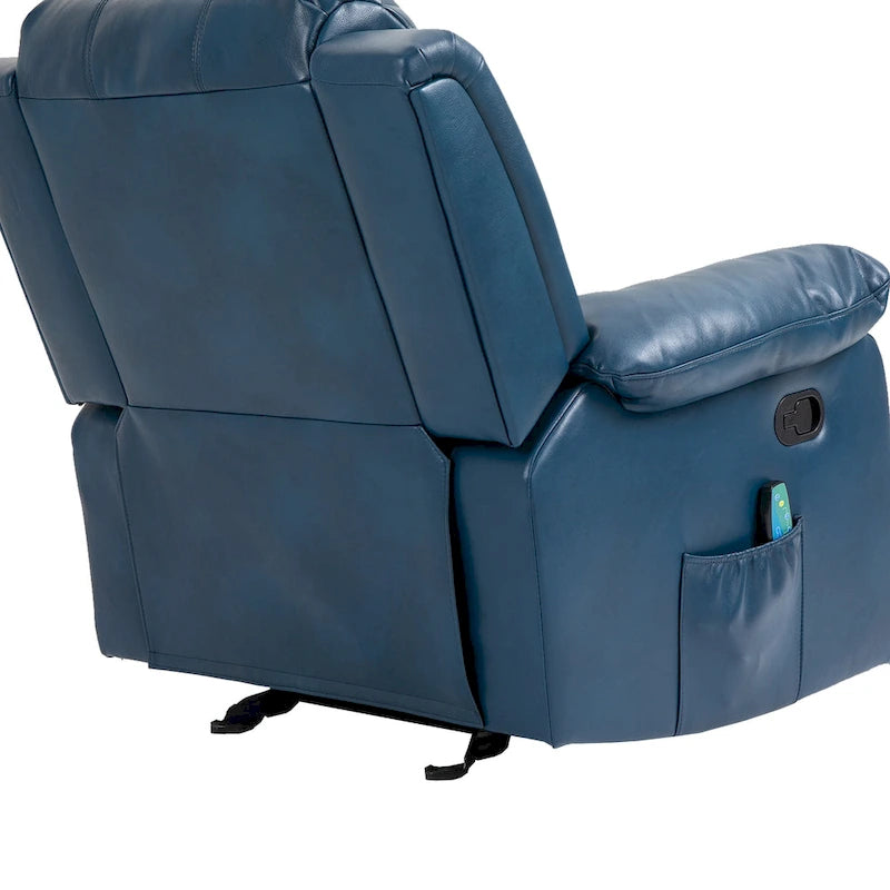Fauteuil inclinable de massage en similicuir, Monoplace – Bleu / Orange / Marron