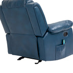 Fauteuil inclinable de massage en similicuir, Monoplace – Bleu / Orange / Marron