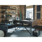 Bureau de télétravail en bois brun pour 1 personne – Style contemporain avec tiroirs
