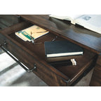 Bureau de télétravail en bois brun pour 1 personne – Style contemporain avec tiroirs