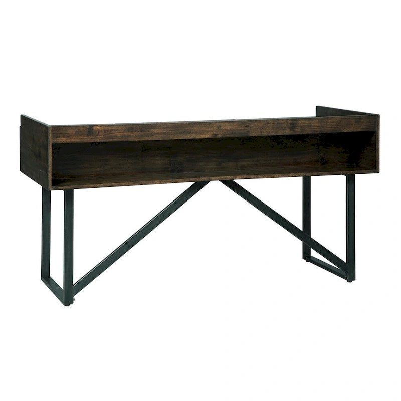 Bureau de télétravail en bois brun pour 1 personne – Style contemporain avec tiroirs