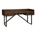 Bureau de télétravail en bois brun pour 1 personne – Style contemporain avec tiroirs