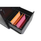 Caisson de classement mobile verrouillable à 3 tiroirs contemporain rouge cacao/chêne blanc