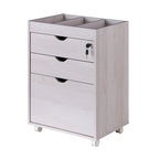 Caisson de classement mobile verrouillable à 3 tiroirs contemporain rouge cacao/chêne blanc