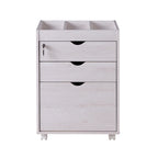 Caisson de classement mobile verrouillable à 3 tiroirs contemporain rouge cacao/chêne blanc