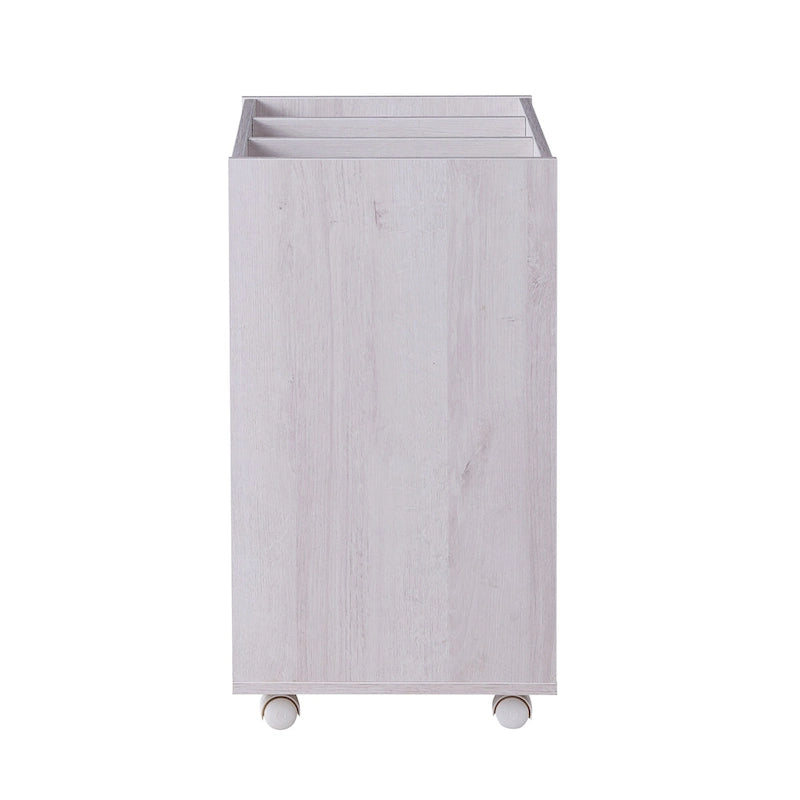 Caisson de classement mobile verrouillable à 3 tiroirs contemporain rouge cacao/chêne blanc