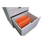 Caisson de classement mobile verrouillable à 3 tiroirs contemporain rouge cacao/chêne blanc