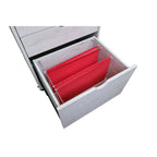 Caisson de classement mobile verrouillable à 3 tiroirs contemporain rouge cacao/chêne blanc